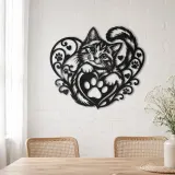 Cat Paw Heart Metal Wall Art | Pet Lover Silhouette Decor - lifestyle view 4