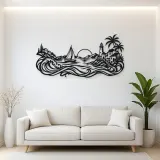Coastal Village Line Metal Wall Art | Coastal and Nautical Wall Decor