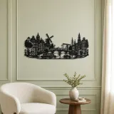 Amsterdam Canal Line Metal Wall Art | Travel and City Wall Decor - lifestyle view 2