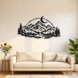 Moonlit Mountain Arc Metal Wall Art | Nature Silhouette Decor