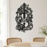 Violin and Roses Metal Wall Art | Music Room Wall Decor - lifestyle view 4