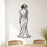 Draped Shoulder Portrait Metal Wall Art | Minimalist Woman Line Art - lifestyle view 4