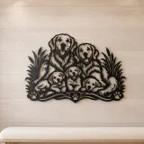 Golden Retriever Family Metal Wall Art | Pet Lover Silhouette Decor - lifestyle view 5