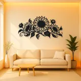 Sunflower Horizon Metal Wall Art | Botanical Metal Wall Decor