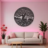 Tree and Ocean Circle Metal Wall Art | Coastal and Nautical Wall Decor