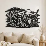 Horizonte de Animales de Safari Cartel de Metal | Decoración Silueta de Vida Silvestre