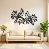 Two Birds on Branch Metal Wall Art | Wildlife Silhouette Decor