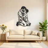 Single Father Child Metal Wall Art | Family Silhouette Decor