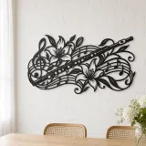 Flute Botanical Line Metal Wall Art | Music Room Wall Decor - lifestyle view 4