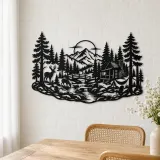 Deer in the Pines Metal Wall Art | Wildlife Silhouette Decor - lifestyle view 4