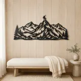 Climber Summit Moment Metal Wall Art | Nature Silhouette Decor - lifestyle view 5