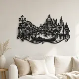 Arte mural de metal Venice Gondola Curve | Decoración de viaje y ciudad