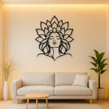 Lotus Face Muse Metal Wall Art | Minimalist Woman Line Art