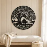 Tree with Bench Couple Metal Wall Art | Romantic Couple Decor - lifestyle view 5