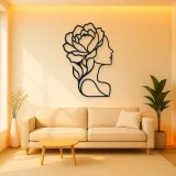Single Profile Bloom Metal Wall Art | Minimalist Woman Line Art