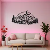 Moonlit Mountain Arc Metal Wall Art | Nature Silhouette Decor