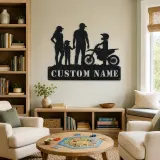 Personalized Motocross Family with Mini Dirt Bike Metal Wall Art - lifestyle view 4