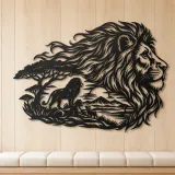 Lion Head Flow Metal Wall Art | Wildlife Silhouette Decor - lifestyle view 5