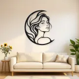 Moon Curve Face Metal Wall Art | Minimalist Woman Line Art