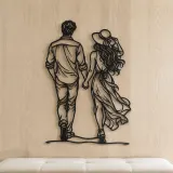 Hand in Hand Stroll Metal Wall Art | Romantic Couple Decor - lifestyle view 5