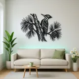 Woodpecker Pine Metal Wall Art | Wildlife Silhouette Decor