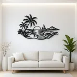 Beach Palm Horizon Metal Wall Art | Coastal and Nautical Wall Decor