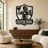 Décoration murale en métal personnalisée avec bouclier de passe de quarterback