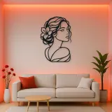 Calm Side Glance Metal Wall Art | Minimalist Woman Line Art
