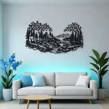 Autumn Woodland Flow Metal Wall Art | Nature Silhouette Decor