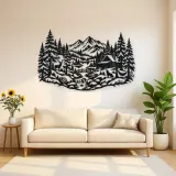 Winter Pine Forest Metal Wall Art | Nature Silhouette Decor