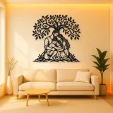 Family Tree Embrace Metal Wall Art | Family Silhouette Decor