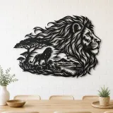 Lion Head Flow Metal Wall Art | Wildlife Silhouette Decor - lifestyle view 4