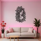 Botanical Hair Face Metal Wall Art | Minimalist Woman Line Art