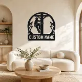 Décoration murale en métal personnalisée de lineman électrique avec poteau utilitaire