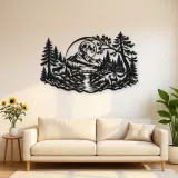 Forest Moon Arc Metal Wall Art | Nature Silhouette Decor
