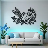 Hummingbird Blossom Metal Wall Art | Wildlife Silhouette Decor