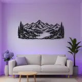 Highland Lake View Metal Wall Art | Nature Silhouette Decor