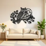 Owl Moon Branch Metal Wall Art | Wildlife Silhouette Decor