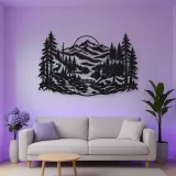 Misty Woodland Layers Metal Wall Art | Nature Silhouette Decor