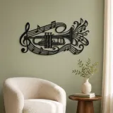 Trumpet Sound Ribbon Metal Wall Art | Music Room Wall Decor - lifestyle view 2