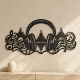 Headphones Sound Wave Metal Wall Art | Music Room Wall Decor - lifestyle view 3