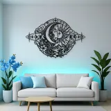Celestial Crescent Face Metal Wall Art | Minimalist Woman Line Art