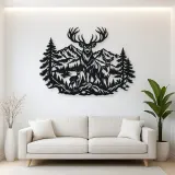 Stag Mountain Crest Metal Wall Art