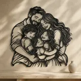 Family Group Hug Metal Wall Art | Family Silhouette Decor - lifestyle view 3
