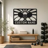 Personalized Pickleball Paddle Metal Wall Art with Sunrise - lifestyle view 4