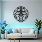 Lunar Moth Emblem Metal Wall Art | Celestial Boho Wall Decor