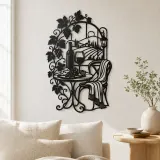 Arte mural de metal de vid de copa de vino | Decoración mural botánica de metal