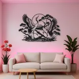 Crane Dance Metal Wall Art | Wildlife Silhouette Decor