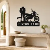 Personalized Dual Sport Motorcycle Couple Metal Wall Art - lifestyle view 3