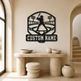 Personalized Baseball Batter Stadium Lights Metal Wall Art - lifestyle view 3